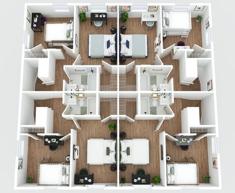 Please note that this property is not a single-unit layout. It consists of four separate units that are connected to each other within the same structure.