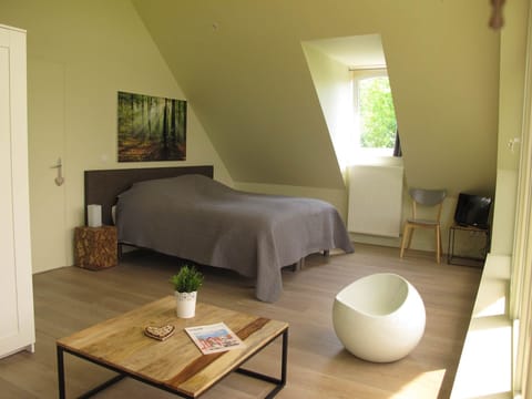 Jusqu'à 4 personnes adultes :  Sur demande : 1 lit 160 X 200 ou 2 lits jumeaux 80 X 200 + canapé convertible 2 places adultes.