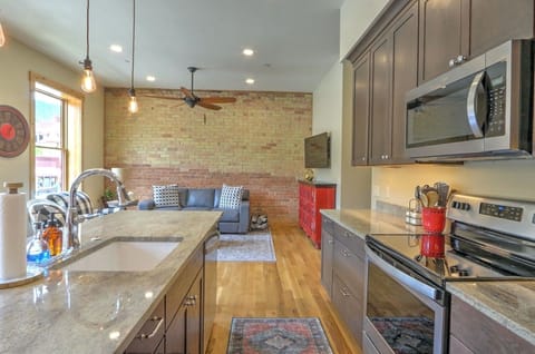 Modern kitchen with stainless steel appliances