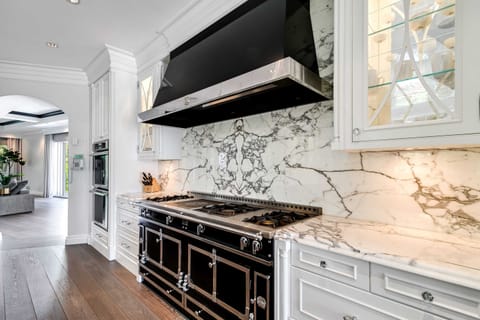 In our kitchen, our top tier gas range!