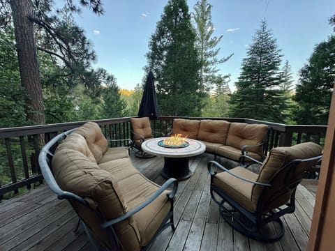 Comfortable loungers to enjoy the beautiful evening view from spacious deck