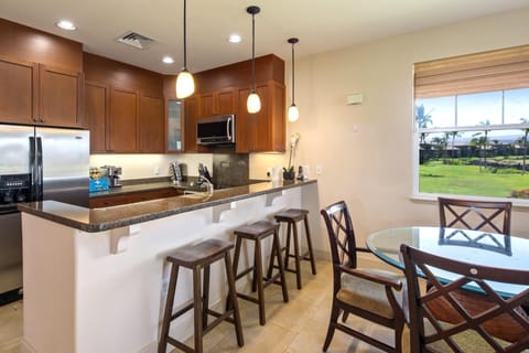Modern island kitchen with open flow to the dining area and beautiful garden views HLI-12A