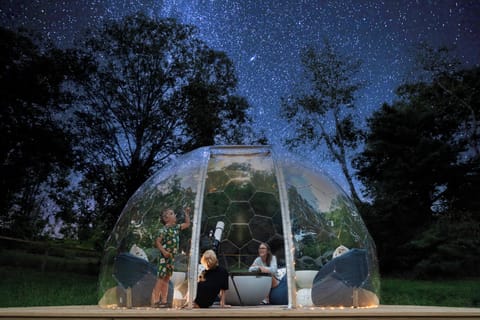 Unwind in the cozy skygazing dome, complete with bean bag chairs and telescope.