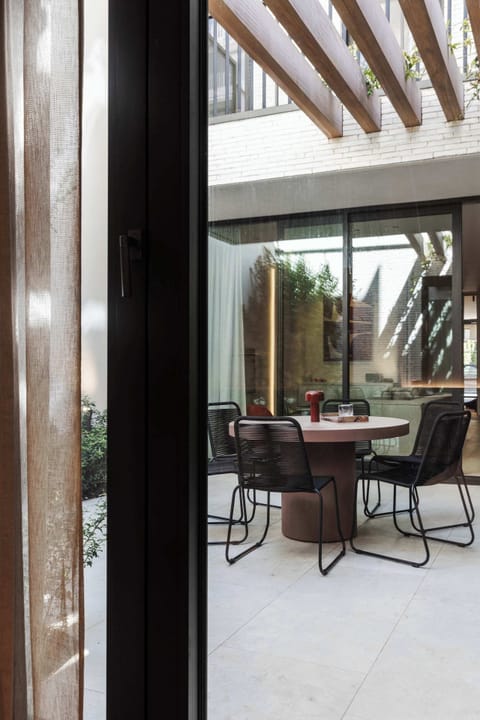 Garden terrace with shaded sitting area