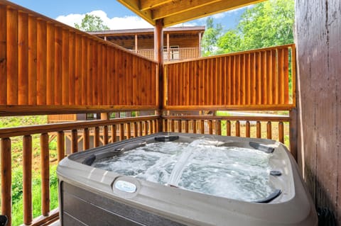 Take in the mountain air while soaking in the outdoor hot tub.