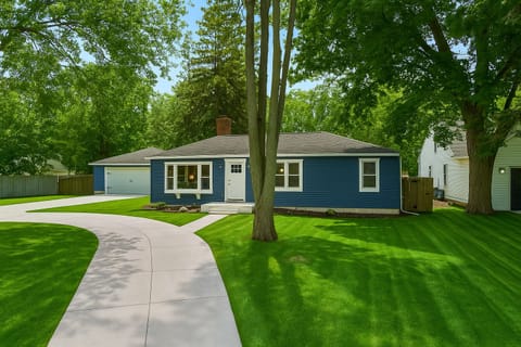 Welcoming front entrance of your private, newly renovated lake-area retreat—comfort starts the moment you arrive.