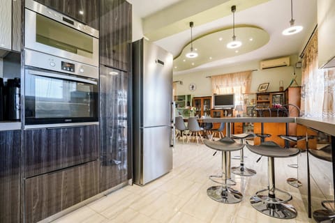 Modern kitchen with bar seating