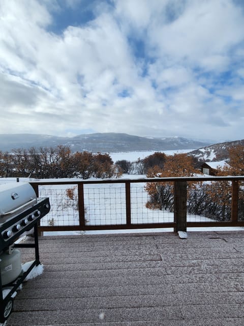 Winter view from deck to Vega Reservoir