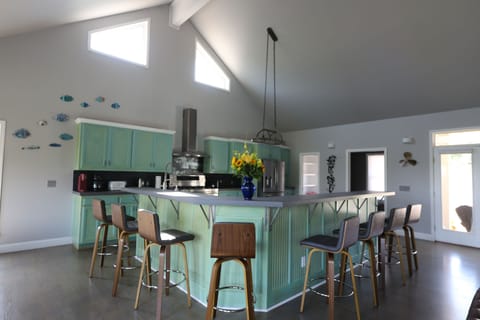 The wraparound counter has seating for 8  