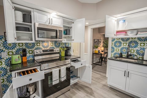 Fully stocked kitchen with cookware and all the essentials