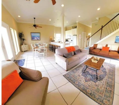 View from the living room into the kitchen & dining area for a open feel.
