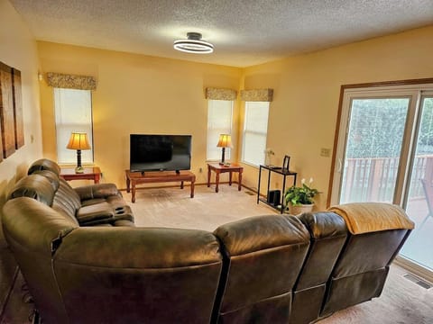Spacious family room open to the kitchen. 