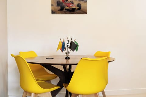 Large dining table to sit and eat or plug-in. 