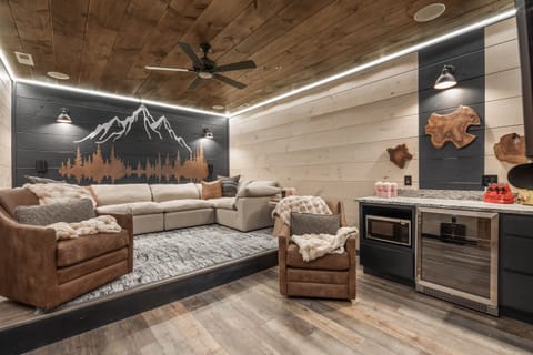 Kick back in your private home theater with cozy seating and a big-screen experience. The perfect place for movie nights, sports viewing, or a fun evening indoors with your favorite snacks and shows.