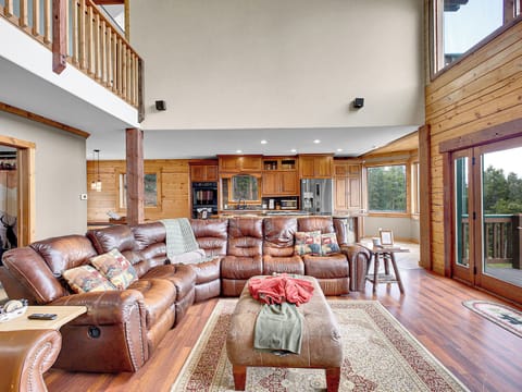 There is a cozy sectional...