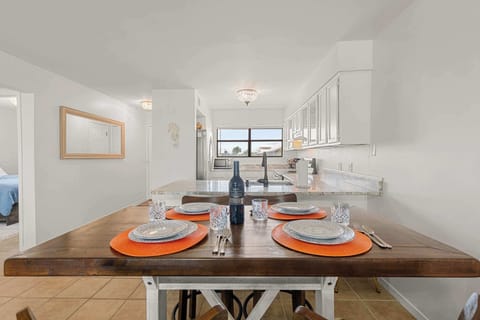 Dining table and kitchen