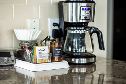 Coffee station. We provide enough coffee and tea to get you started on your stay.
