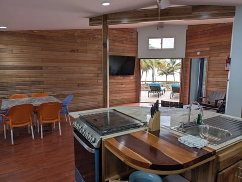 Full size stove / oven and sink. 2 small fridges.