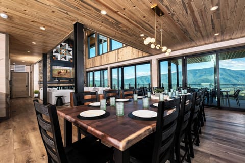 Dining table with seating for 14