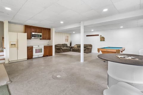 Basement mini kitchen, lounge area
