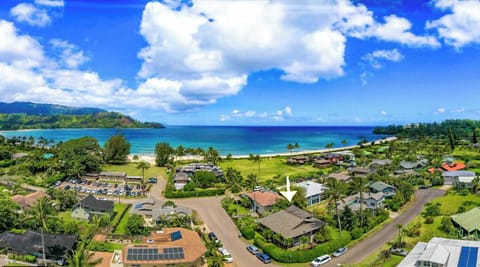 Arrow points to amazing location across the street from famous Hanalei Bay!
