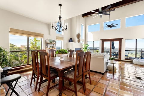 Dining space with seating for six guests