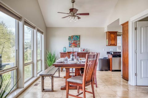 Moonlit Beach House Dining Room with Ceiling Fan-112
