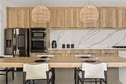 Dining off the kitchen island.