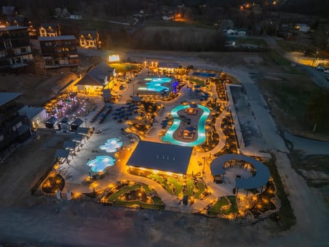 Night time view of the waterpark.