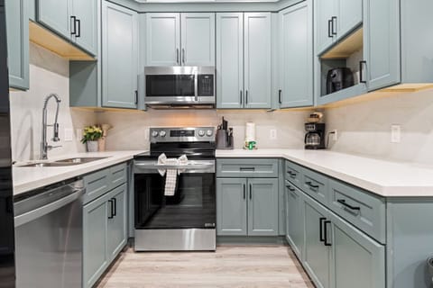 Light blue kitchen cabinets