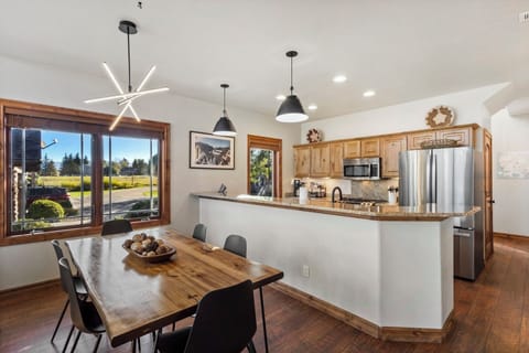 Our dining room offers and open concept flowing between the kitchen and living room.