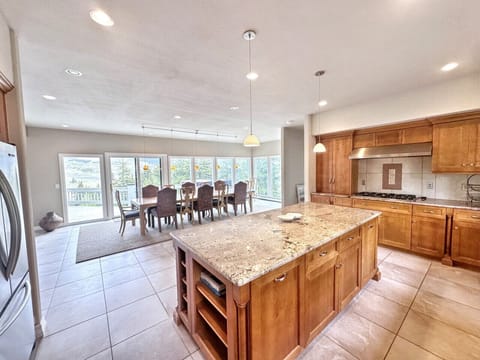 Kitchen View with Large Dining Room
