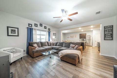 Bright and airy living space with comfortable seating for the whole family.