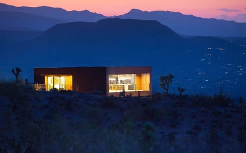 The home at twilight.