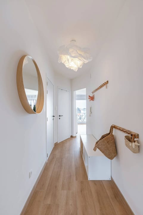 Hallway with round mirror