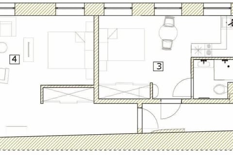 Have a look at how your space is laid out. This is 2nd floor set up with Studio (3) and 1bdr (4) apts.