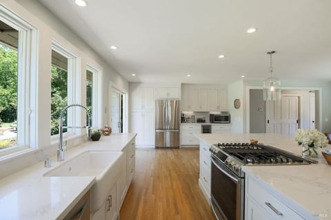 Fully stocked kitchen pantry,