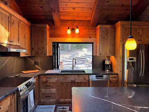 Pass-thru window from the kitchen to the back deck and BBQ area