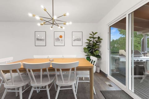 There is a natural gas grill on the deck right outside the dining room- this is also the way to the backyard.