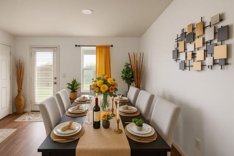 Modern Dining Room with Floral Touches