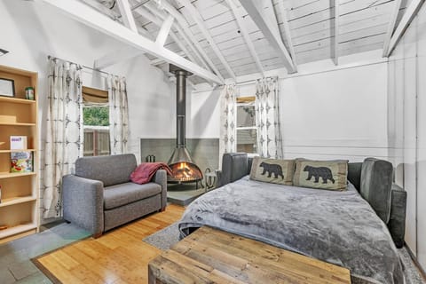 Enjoy the cabin’s living room with a comfy sofa bed, perfect for day or night use.