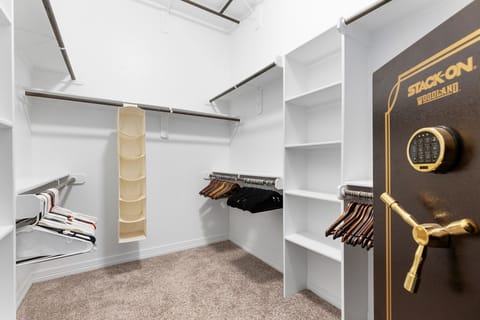 Step into comfort knowing that your most valuable possessions can be protected with this steel reinforced coded gun safe. Great for laptops and jewelry too, available for guests.