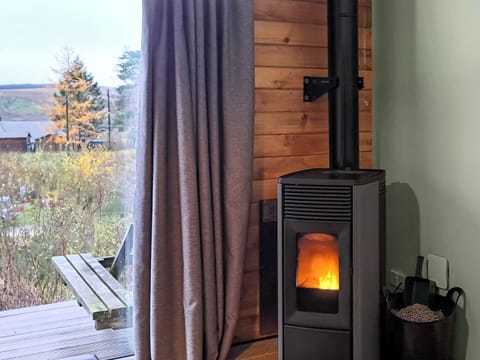 Biomass Stove, Veranda and View. | Bothy 4 - Tarset Tor, Hexham, near Bellingham