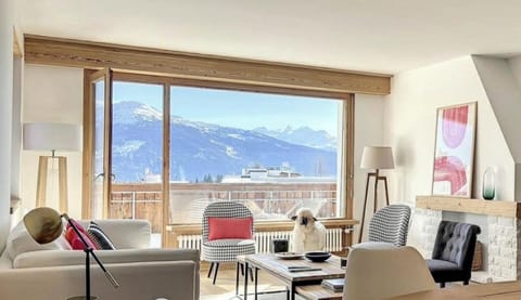 Living room and huge balcony with a view