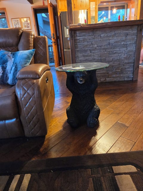 Welcoming black bear side table.  