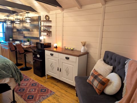 We have a mini fridge, microwave, and Keurig