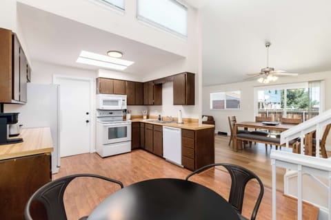 Fully equipped kitchen with modern appliances and plenty of prep space.