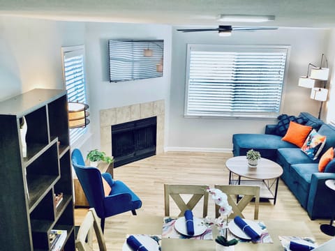 Living area with TV and sofa sleeper 