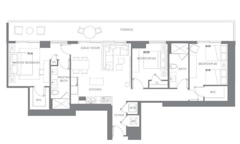 3 Bedroom Intracoastal/City View Floor Plan