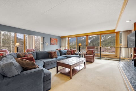 Living area with large windows for views